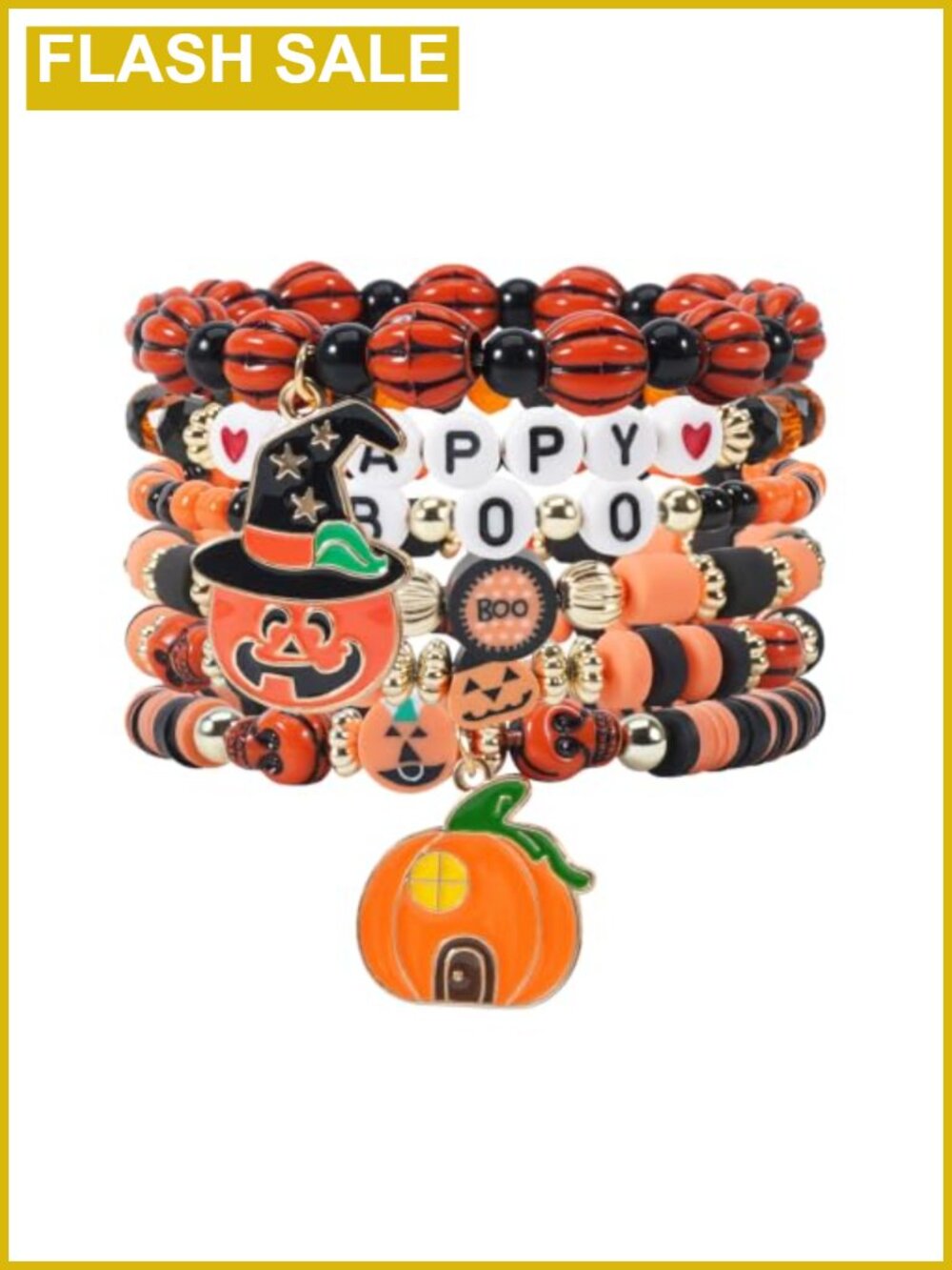 Beaded Stretch Bracelet Set Stackable Halloween Jewelry for Women